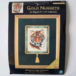 Dimensions Dramatic Tiger Portrait‎ Counted Cross Stitch Kit #35060 Cat NEW 2001
